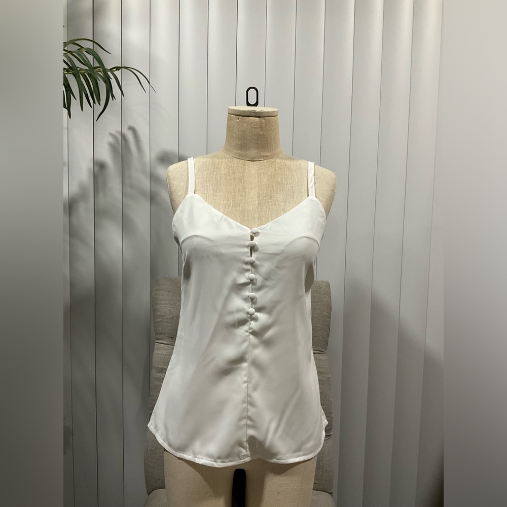 White and mustard spaghetti strap blouses